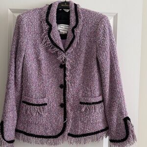 Diane Gilman Lavender Tweed Blazer with Black Trim